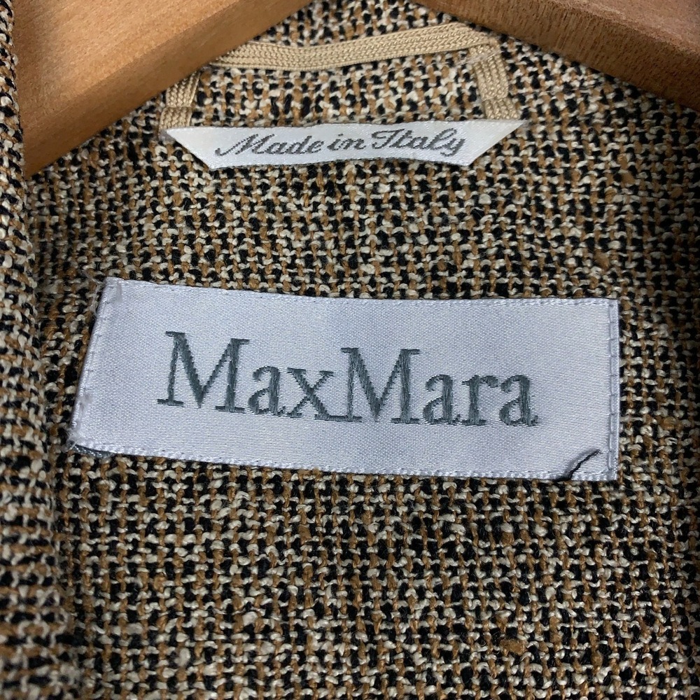 MaxMara Long Tweed Vest Women's 6 Tan Sleeveless Single Button Linen Blend Italy - Picture 2 of 11